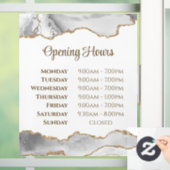 白いゲートの開館時間ウィンドウにしがみつく ウィンドウサイン (ホーム)