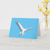 白いコウノトリ飛んでいるカ カード (黄色い花)