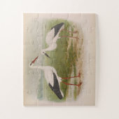 白いコウノトリ – 若者と大人、イラスト ジグソーパズル (縦)