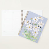 白いコスモスの花の絵を描水色 プランナー手帳 (ディスプレー)
