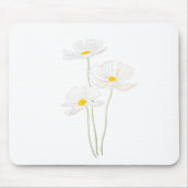 白いコスモスの花インクと水色3 マウスパッド (正面)