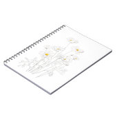 白いコスモスの花インクと水色 ノートブック (左側)