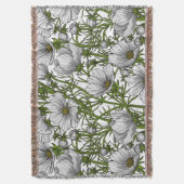 白いコスモスの花 スローブランケット (正面縦)