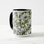 白いコスモスの花 マグカップ (正面左)