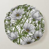 白いコスモスの花 ラウンドクッション (裏面)