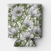 白いコスモスの花 缶クーラー (正面)
