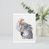 白いコッカトゥーのイラストレーションヴィンテージの頭 ポストカード (スタンド正面)