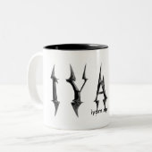 白いコップまたはマグのIYAMの黒 ツートーンマグカップ (正面左)