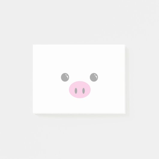 白いコブタのかわいい動物の顔のデザイン ポストイット (正面)