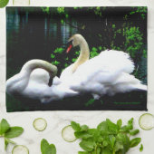 白いコブハクチョウ キッチンタオル (折り畳み)