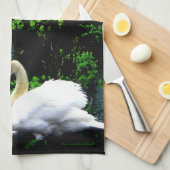 白いコブハクチョウ キッチンタオル (四つ折り)