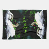 白いコブハクチョウ キッチンタオル (横)