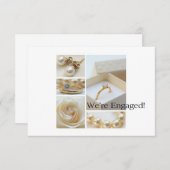 白いコラージュ婚約の発表 案内状 (正面/裏面)