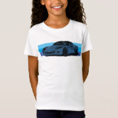 白いコルベットC6と青いストライプ Tシャツ (正面)