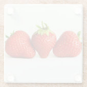 白いコースタクナの3つのイチゴ ガラスコースター (裏面)