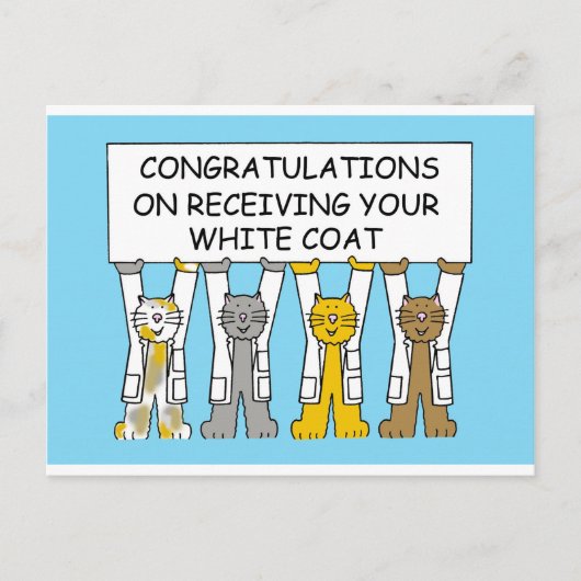 白いコートを受け取ったおめでとう ポストカード (正面)