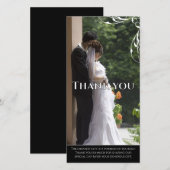 白いコーナースワール結婚式感謝写真カード サンキューカード (正面/裏面)