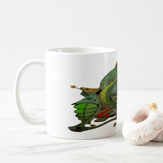 白いコーヒーマグと宇宙船Art 1 B.1 コーヒーマグカップ (ドーナツ)