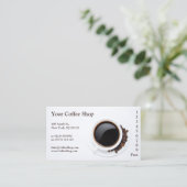 白いコーヒー・マグおよび豆の写真、ロイヤリティの穿孔器 ロイヤリティカード (スタンド正面)