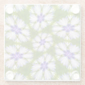 白いコーンフラワーパターン ガラスコースター (裏面)