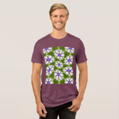 白いコーンフラワーパターン トライブレンドＴシャツ (正面全面)