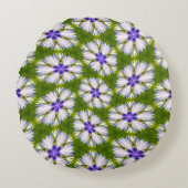 白いコーンフラワーパターン ラウンドクッション (正面)