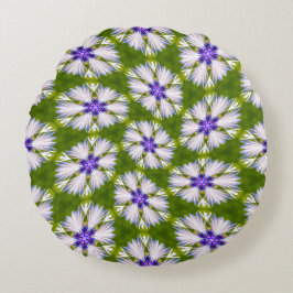 白いコーンフラワーパターン ラウンドクッション