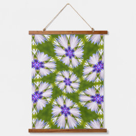 白いコーンフラワーパターン 吊り下げ型タペストリー