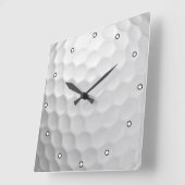 白いゴルフボールのディンプルテクスチャー スクエア壁時計 (傾斜)