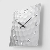 白いゴルフボールのディンプルテクスチャー スクエア壁時計 (傾斜)