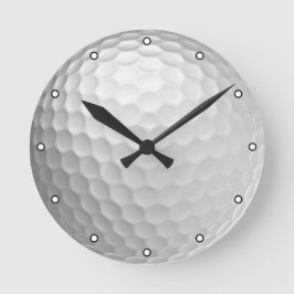 白いゴルフボールのディンプルテクスチャー ラウンド壁時計