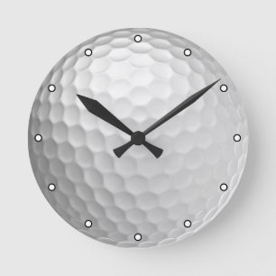 白いゴルフボールのディンプルテクスチャー ラウンド壁時計
