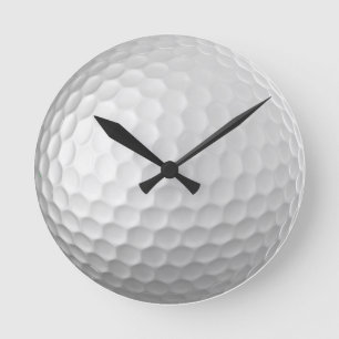 白いゴルフボールのディンプルテクスチャー ラウンド壁時計