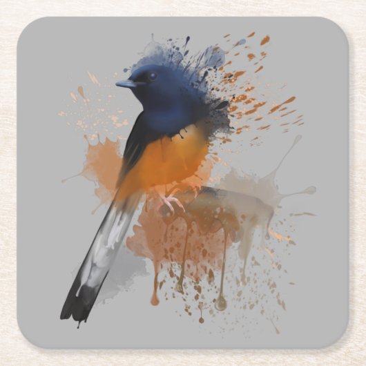 白いゴロゴロしたシャマバード スクエアペーパーコースター (正面)