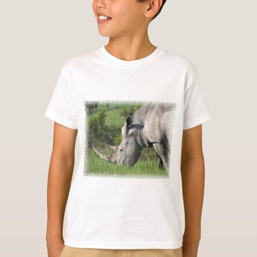 白いサイの青年Tシャツ Tシャツ (正面)