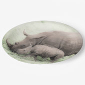 白いサイ及びベビーの紙皿 ペーパープレート (アングル)