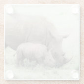 白いサイ及びベビーガラスのコースター ガラスコースター (裏面)