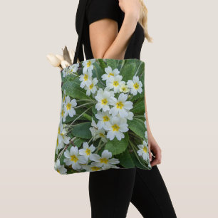 白いサクラソウの花 トートバッグ
