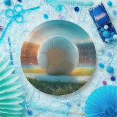 白いサッカーボール ペーパープレート (パーティー)