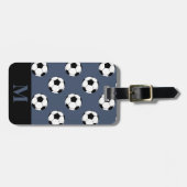 白いサッカーボール モノグラム ブルージーンズ ラゲッジタグ (正面横)