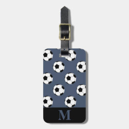 白いサッカーボール モノグラム ブルージーンズ ラゲッジタグ