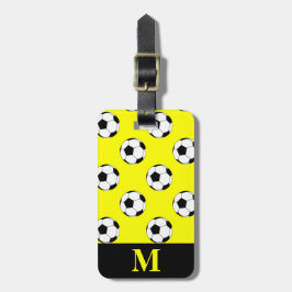 白いサッカーボール モノグラム 黄色 ラゲッジタグ