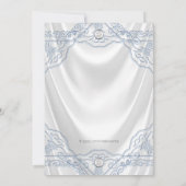 白いサテンに洗礼を施す空色の洗礼 招待状 (裏面)