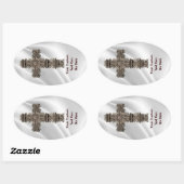 白いサテンのステッカーの十字 楕円形シール (シート)