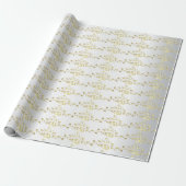 白いサテンの上品な金ゴールドの結婚指輪 ラッピングペーパー (アンロールド)