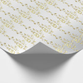 白いサテンの上品な金ゴールドの結婚指輪 ラッピングペーパー (角)