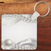 白いサテンの布の真珠はありがとう好意ギフト キーホルダー (裏面)
