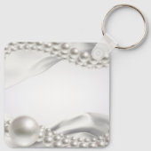 白いサテンの布の真珠はありがとう好意ギフト キーホルダー (裏面)