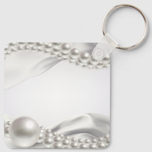 白いサテンの布の真珠はありがとう好意ギフト キーホルダー (裏面)