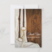 白いサテンホースビットウェスタン結婚ズありがとう サンキューカード (正面)